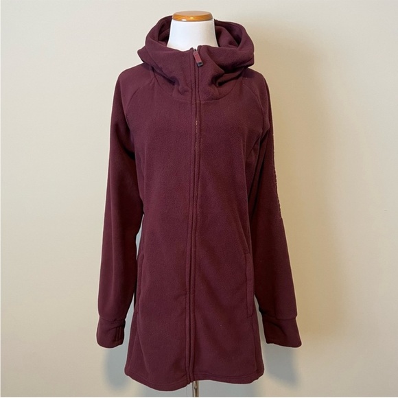 2/$40 BENCH Long Fleece Hoodie Jacket Coat Burgundy Size XXL - Picture 2 of 7